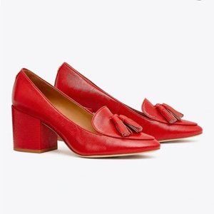 Tory Burch Ruby Red Kira Loafer Pump with Tassel